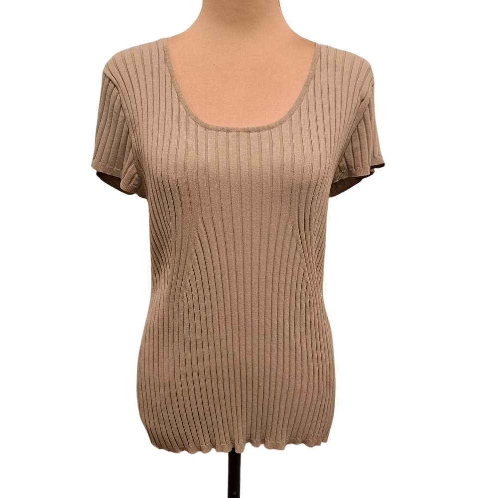 Alfani Tan Silk Blend Stretch Top Size L